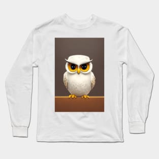 Cute Little Fluffy Big Eyed Owl Emoji Long Sleeve T-Shirt